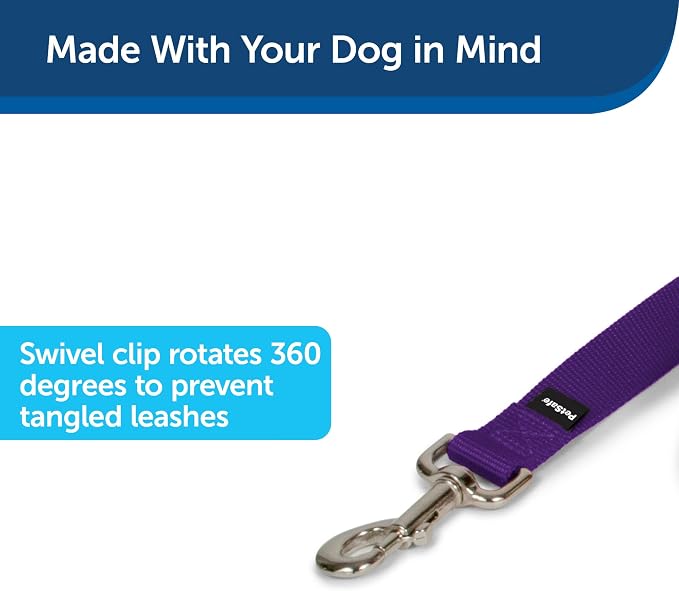 PetSafe Nylon Dog Leash - Strong, Durable, Traditional Style Leash with Easy to Use Bolt Snap - 1 in. x 6 ft., Deep Purple | Durable Nylon Leash with Easy on/off Bolt Snap Hook, Pairs Perfectly with Easy Walk Harness and Gentle Leader Headcollar - Image 2