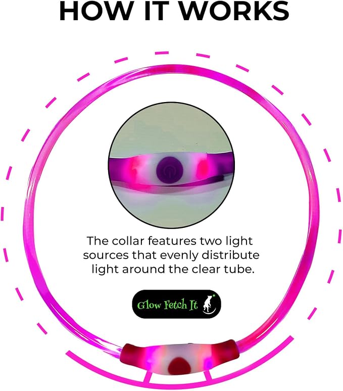 LED Dog Collar, Waterproof Light Up Dog Collar Rechargeable, Dog Safety Necklace for Night Walking, Adjustable Cut-to-Fit Silicone Collar Small Medium Large Dog 27.5” Cuttable (Pink) - Image 6