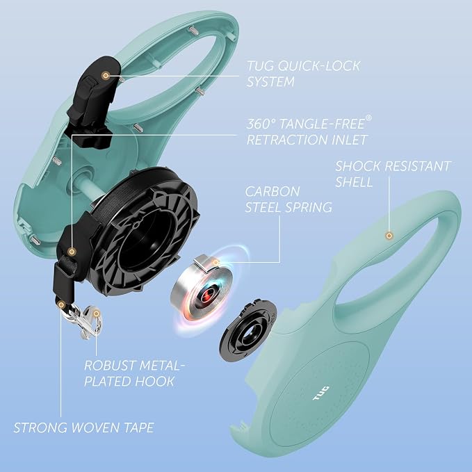 TUG Quest Retractable Dog Leash | 360° Tangle-Free | 16 ft Tape (M, Green) - Image 6