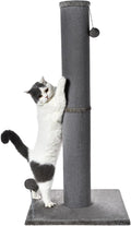 Cat Craft 41" Tall Short Plush Cat Scratching Post for Indoor Cats, Gray | Short Plush Fabric, Stable Wide Base, Replaceable Hanging Ball, Full Stretch Design by CatCraft