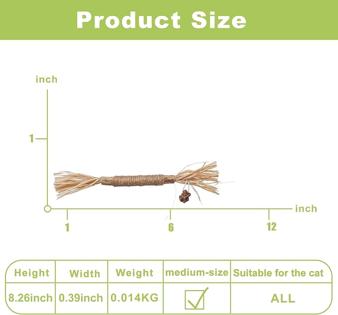 PAZ'S GIFT Catnip Toy Cat Toys Catnip Toy cat chew Toy cat Kicking silvervine Stick Teeth Cleaning Cute Kitten Teething Indoor Interactivecat Dental Care Matatabi (Raffia 2pcs) - Image 9