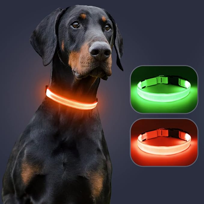 Light Up Dog Collar, Rechargeable USB Collar, Waterproof, Luminous LED Collar, Adjustable, Super Bright, Night Walking for Small Medium Large Dogs, Orange, L - Image 8