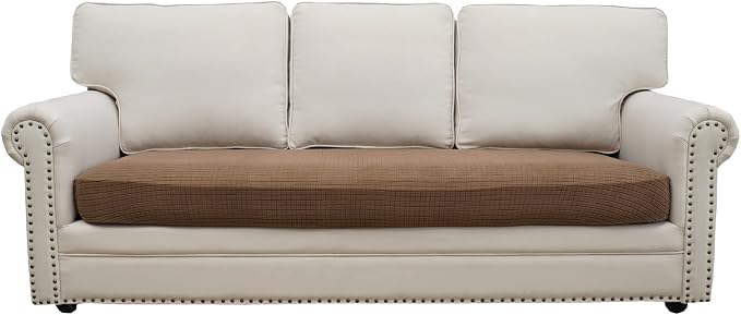 Eismodra Couch Covers for 3 Cushion Couch Sofa Magic Stretch Sofa Slipcover for Dogs Pet L Shape 2 Seat Replacement Furniture Protector,Light Brown Length 65-78 inches(Only 1 Piece) by Eismodra