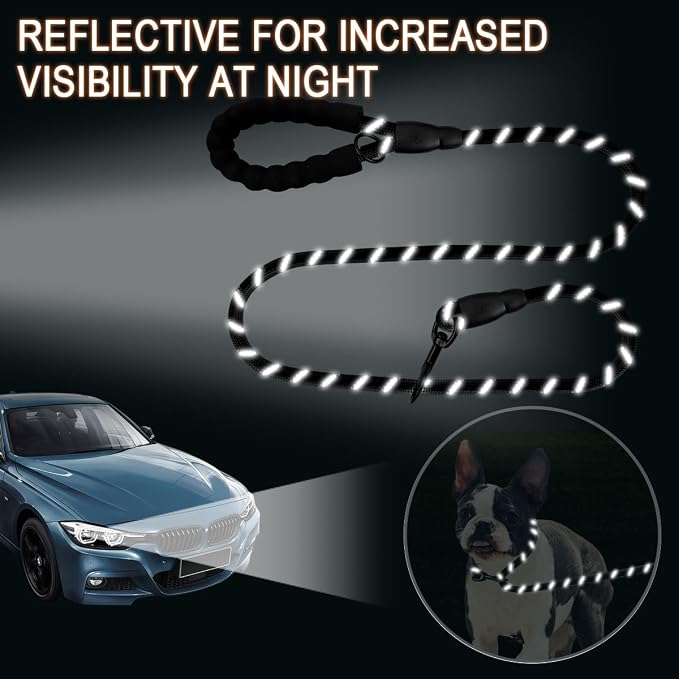 BARKBAY Dog Leashes for Large Dogs Heavy Duty Dog Leash 4/5/6 FT with Comfortable Padded Handle and Highly Reflective Threads for Medium Large Dogs Walking Training Running (5FT-1/2'',Black) - Image 5