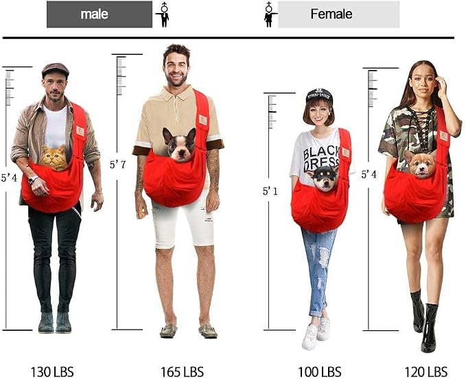 Tomkas Small Dog Cat Sling Carrier Puppy Purse Travel Wrap Soft Crossbody Pet Bag (Red, M - Zip Pocket & Classic Strap) - Image 7