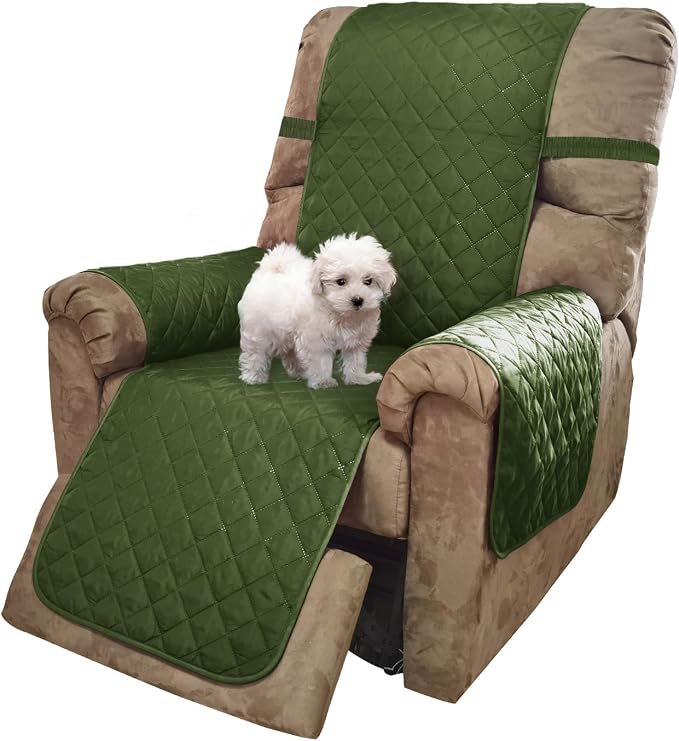 U-NICE HOME Reversible Recliner Chair Covers, Huntergreen/Sage | 28''Recliner Cover for dogs Washable, Pet Friendly, Elastic Straps, Water Repellent, Diamond Quilted by U-NICEHOME