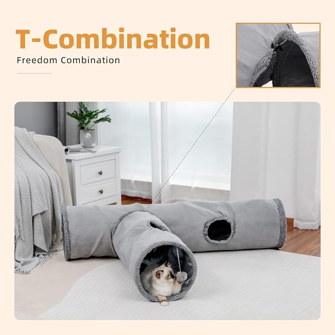 PAWZ Road Cat Tunnel 51 Inches Long Cat Toys Collapsible Tunnel 12”Diameter | Large Cats Tube for Big Cats,Rabbits and Puppy Extra Long Cat Play Tunnel Straight with 2 Peepholes for Indoor&Adult Cats - Image 7
