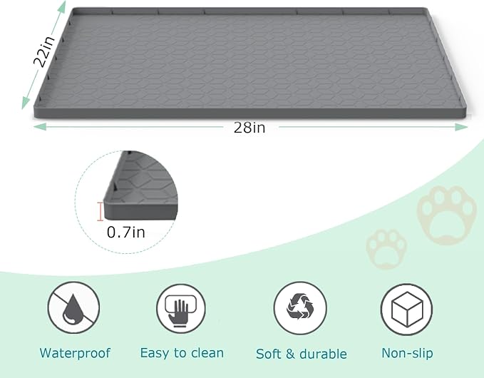 Cat Litter Mat for Litter Box, Silicone Large Cat Litter Trapping Mat - 28x22 in, Waterproof & Non-Slip, Durable & Easy Clean, Gray - Image 4