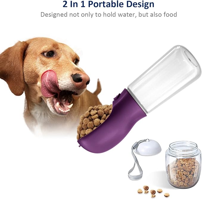 WePet Portable Dog Water Bottle with Food Container, 19 OZ + 6 OZ, Leak Proof Puppy Water Dispenser with Drinking Feeder for Pets Outdoor Walking, Hiking, Travel, Food Grade Plastic - Image 3