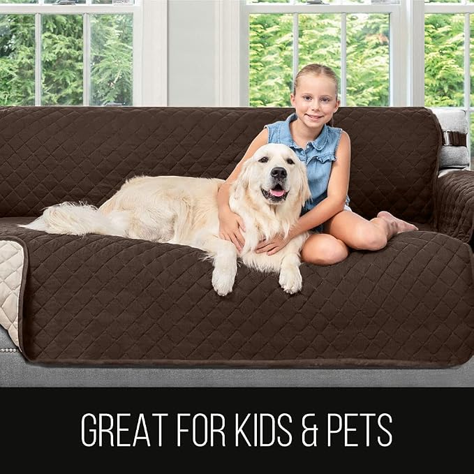 Sofa Shield® Couch Chair and Half Slip Cover for Dogs with Strap, Charcoal | Reversible Furniture Protector, Stain and Tear Resistant Cushion Cover, Machine Washable Slipcover for Pets, Cats 70 inch - Image 9