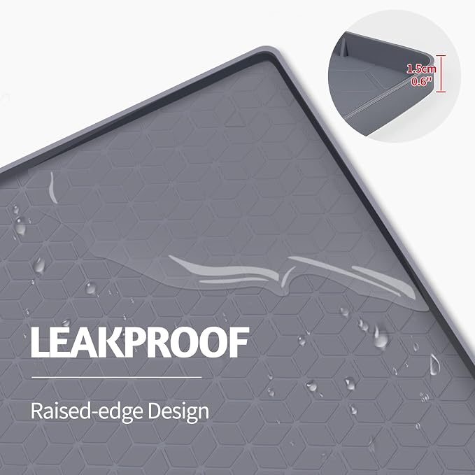 Cat Litter Mat for Litter Box 34"x22" Large Silicone Mat, Dark Grey | Waterproof Non-Slip Litter Box Mat with Raised Edges, Cat Litter Trapping Mat for Pet, Cat Litter Rug for Floor - Image 7