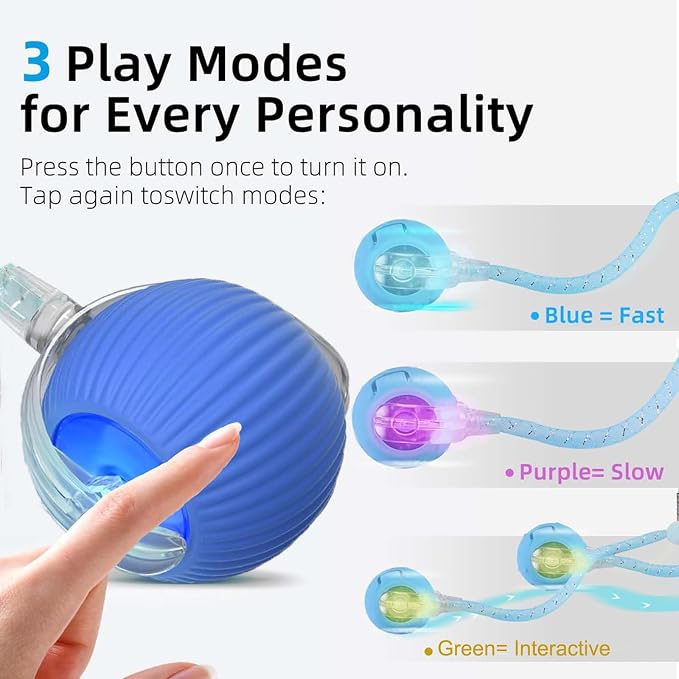 Speed 2.0 Tail Interactive Cat Toys for Indoor Cats, Moving Cat Toy | Chirping & Motion Activate Cat Toy, Smart Kitten Toys Rolling Ball Moving Ball, Electric Dog Cat Ball for Enrichment Exercise - Image 3