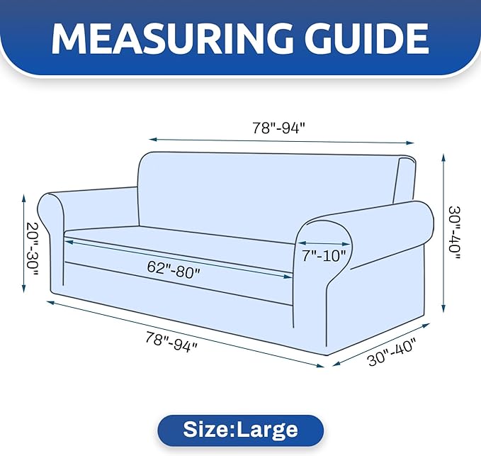 KEKUOU Stretch Couch Covers for Sofa, 3 Cushion Couch Slipcover,Peacock Blue - Image 4
