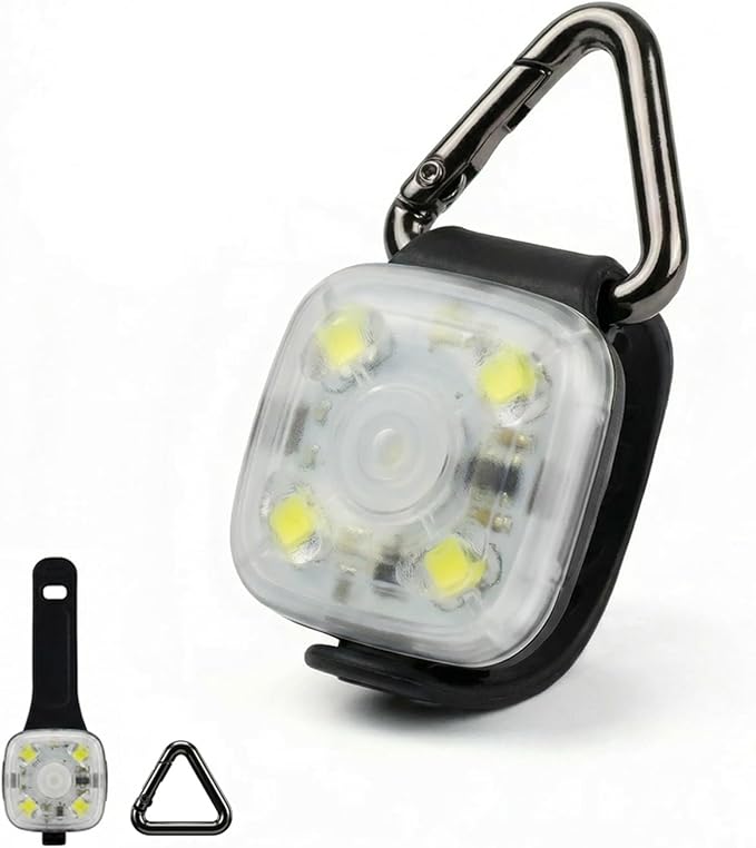 Dog Collar Light, Rechargeable LED Dog Safety Light for Night Walking, Clip-On or Strap-On Pet Light for Collar, Harness and Leash, High Visibility, Water-Resistant, USB-C, White by gogout