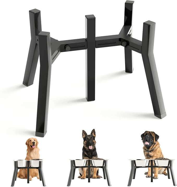 SHAINFUN Elevated Dog Bowl Stand for Medium Large Breeds, Adjustable Width for 7-10.6" Wide Bowls, 11" Tall Holder, 2-in-1 Raised Feeder (Bowl Not Included) by SHAINFUN