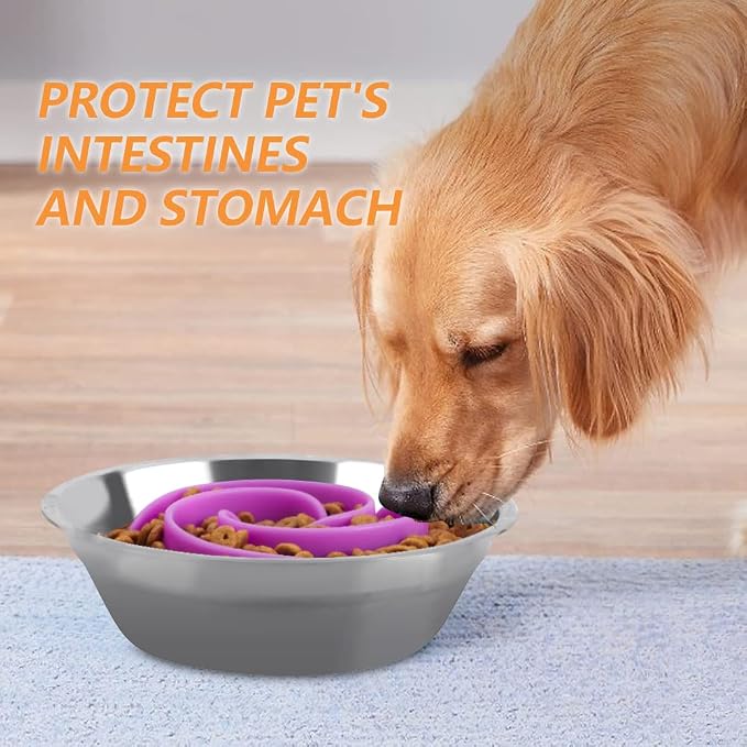 Slow Feeder Dog Bowls Insert, Animire Soft Silicone Slow Eating Dog Food Bowl for Small, Medium and Large Dogs, Compatible with Regular and Elevated Bowls - Image 8