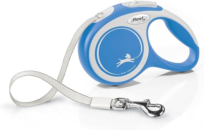 FLEXI® Comfort Tape Retractable Dog Leash, Small, 16 ft - Blue | German engineered, original flexi leash, durable quality for dogs up to 33 lbs, tangle-free, walking, reliable brake system by Flexi