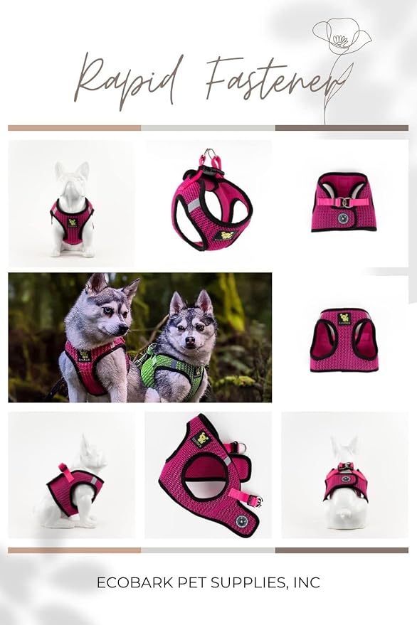 EcoBark Teacup Dog Harness, Soft Toy Breed Step in Vest Body Halter, XXXS | Tiny & Mini Puppy Harnesses for Under 5 lbs, Fuchsia Pink, No Choke & Breathable Mesh, Escape Proof & Recycled Strap - Image 9