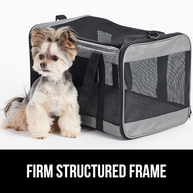 GORILLA GRIP Cat Carrier Travel Bag Up to 15 Lbs, Soft Collapsible Small Dog Carriers, Top and Side Entry Breathable Mesh, Grip Feet on Underside, Cozy Washable Waterproof Pad, Portable Kennel, Gray - Image 9