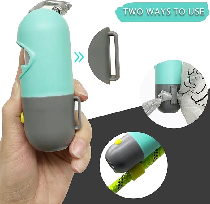 YUCHIYA Dog Poop Bags Holder with LED Flashlight, 15 Crystal Blue Bags, 3 Accessories, 3 LR44 Batteries Included - Image 7