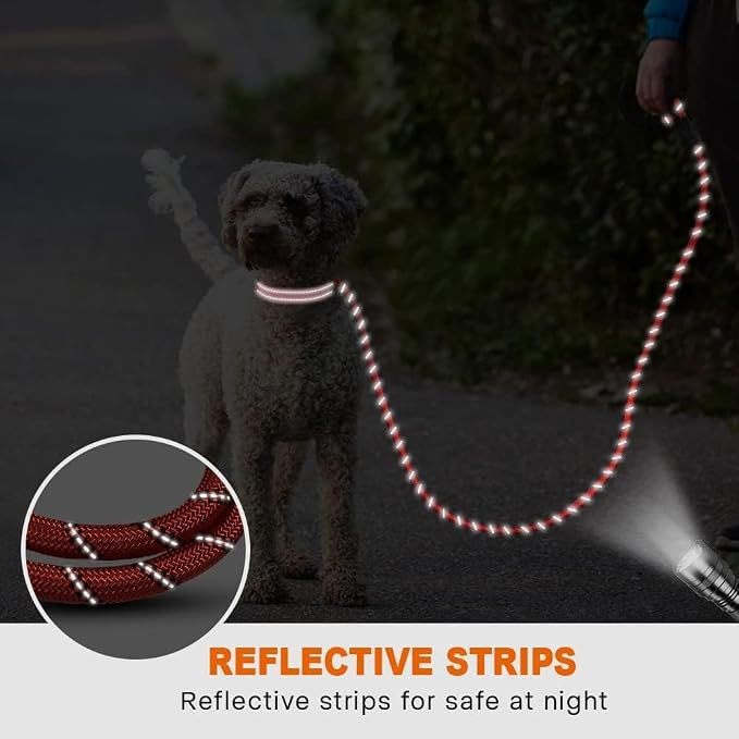 Taglory Rope Dog Leash for Small Medium Dogs, 6 FT Padded Handle, Red | Made of Climbing Rope, Reflective for Night Walks and Training, Comfortable Grip, Anti-tangle Swivel Clip, 3/8 inch - Image 5