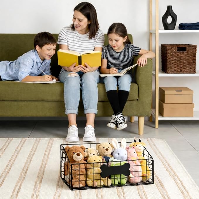 Dog Toy Bin-Dog Toy Basket-Metal Storage Box-Chew-Proof Dog Food Toy Storage Container-Toy Box For Living Room Area-Dog Storage Organizer-For Puppy Leash,Accessories, Blanket Food Storage Container. - Image 6