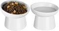 Ceramic Elevated Cat Bowls-Water Bowl, 15° Tilted Design, Anti-Vomiting & Spine Protection, Prevent Whisker Fatigue for Kittens to Adult Cats and Small Dogs (White-15° Cat Bowls-2) by Pin+Forest