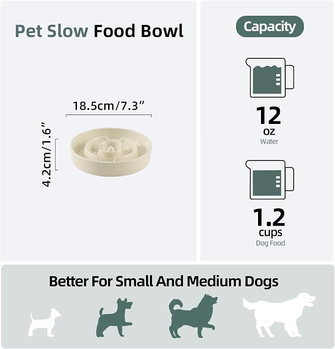 Havniva Dog Bowls Slow Feeder, Ceramic Slow Feeder Dog Bowls for Fast Eater | 1.2 Cups Dog Food Bowl Puzzle Feeder, Slow Feeding Bowls for Small & Medium Breed, Non-Slip Base, Anti-Choking - Image 2