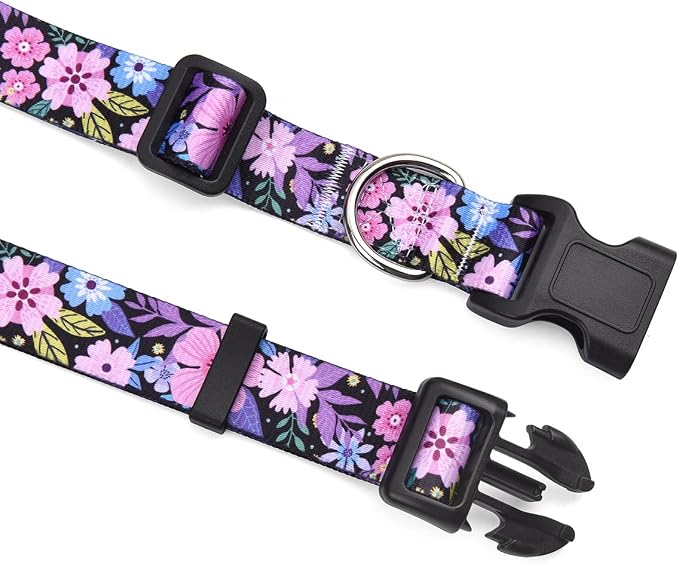 Mihqy Dog Collar for Large Dogs, Fashion Design, Floral Pink,L | Neck Fit 14.9"-24.8", Multiple Patterns, 4 Sizes for Small Medium Large Dogs, Comfortable for Walks and Outdoor Hikes - Image 4