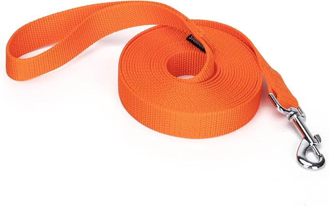 Strong Durable 15ft Nylon Dog Training Leash, 1 Inch Wide Traction Rope, for Small and Medium Dog (Orange, 15 Feet) by Siumouhoi