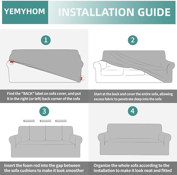 YEMYHOM Couch Cover Latest Jacquard Design High Stretch Extra Large Sofa Covers Pet Dog Cat Proof Oversized Slipcover Non Slip Magic Elastic Furniture Protector (X-Large, Leaf Patten Black) - Image 7