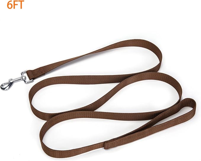 Strong Durable Nylon Dog Training Leash, 1 Inch Wide Traction Rope, 6 ft 10ft 15ft Long, for Small and Medium Dog (Brown, 6 Feet) - Image 2