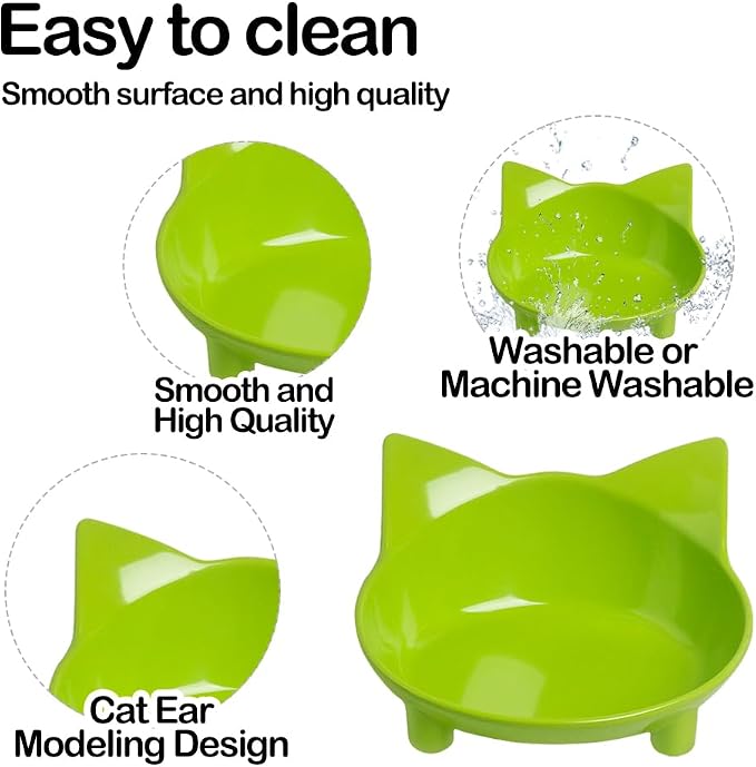 Whisker Fatigue Relief Cat Food Bowls, Non-Slip Shallow Wide Cat Dishes | 3 Pack for Food & Water, Indoor Cats & Kittens, Small Dogs & Rabbits, Non-Slip Base, Easy to Clean, Dry & Wet Food Use - Image 3