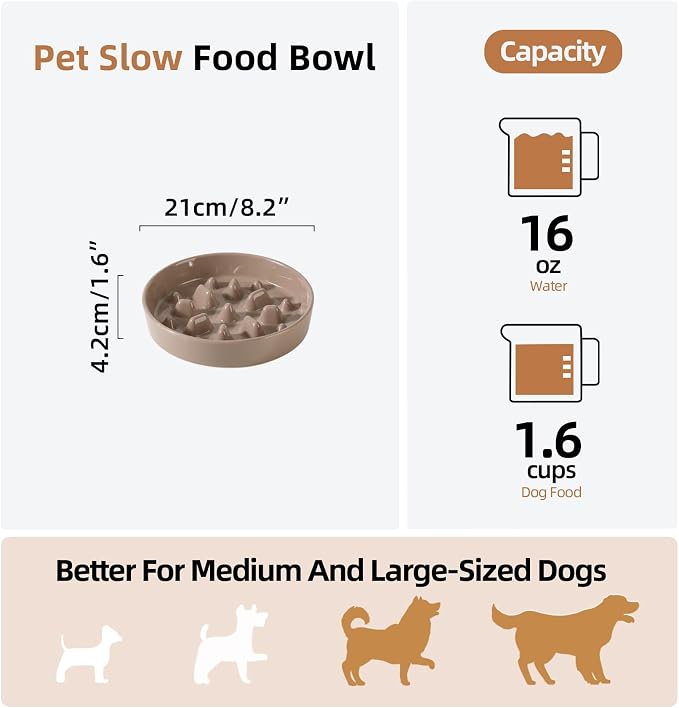 Havniva Dog Bowls Slow Feeder, Ceramic Slow Feeder Dog Bowls for Fast Eater | 1.6 Cups Dog Food Bowl Puzzle Feeder, Slow Feeding Bowls for Medium Breed, Non-Slip Base, Anti-Choking - Image 2