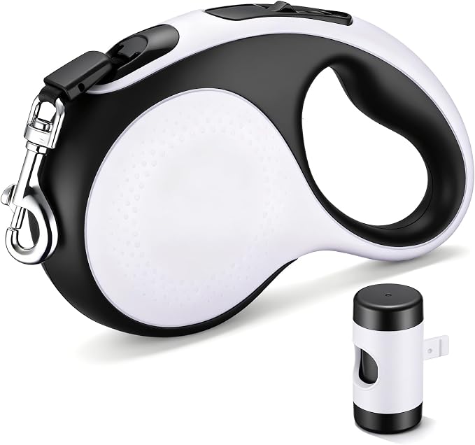 Segarty 16 Ft 360°Tangle-Free Leash with Detachable Poop Bag Holder, Retractable Lead for Dogs up to 66 lbs, 5m Long Walking Leash for Pets Outside with Anti-Slip Handle & One-Handed Brake Pause Lock by Segarty