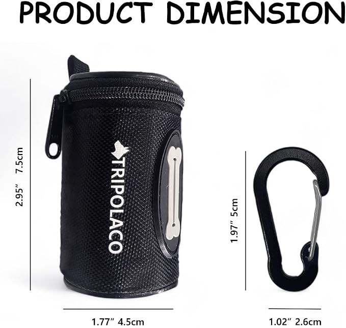 Dog Poop Bag Holder for Leash, Easy Release Doggie Poop Bag Dispenser, Fits Most Standard Poo Bags, Soft Fabric Dog Waste Bag Holder with Carabiner Clip, Compatible with All Leashes, Black - Image 7