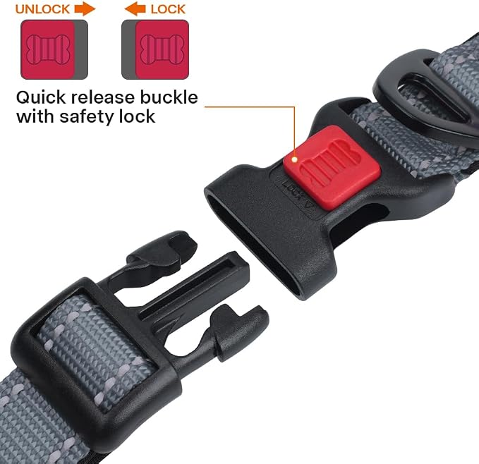 Taglory Reflective Small Dog Collar, Comfortable for Safe Night Walks, Grey | Night-Walk Visibility, Soft Neck Cushioning, Adjustable 10-16 in, Locking Buckle, D-Ring for Leash and ID Tags - Image 3