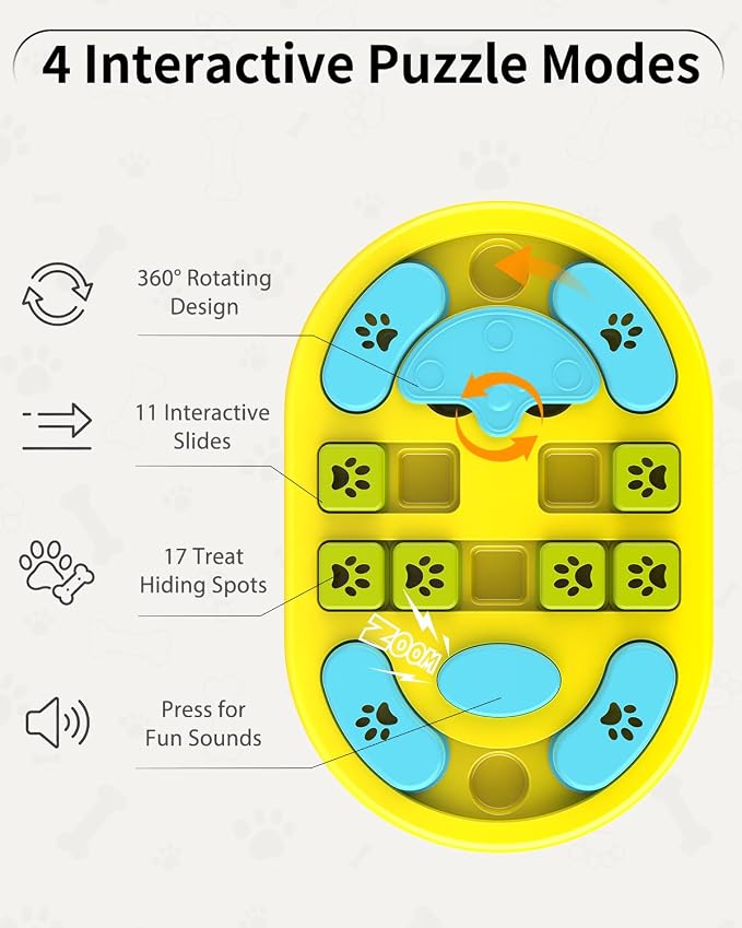 Dog Puzzle Toy, Interactive Enrichment Treat Food Puzzles, Yellow | Mental & Brain Stimulation, Slow Feeder, For Smart Puppy Small Medium Large Dogs Cats - Image 6