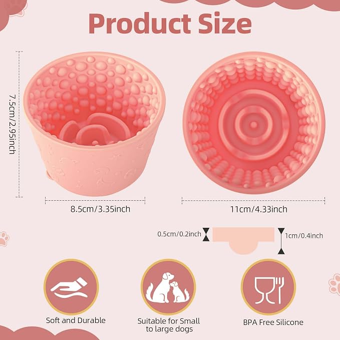 Dog Lick Bowl, Non-Slip Freeze Slow Feeder Small Medium, 1.6 Cup | Anxiety Relief & Distraction, Enrichment, Puzzle Feeder, BPA-Free Silicone, Dishwasher & Microwave Safe, for Dogs - Image 2