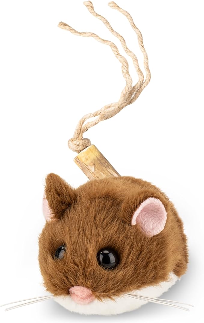 Migipaws Interactive MigiMouse Cat Toy 360° Rolling & Spin with Wiggling Tail for Indoor Cats Smart Motion Sensor, Realistic Squeak, Rechargeable Plush Kitten Toy (Brown) by MigipawsCreateMoreEnjoymenttoPetsandFamily