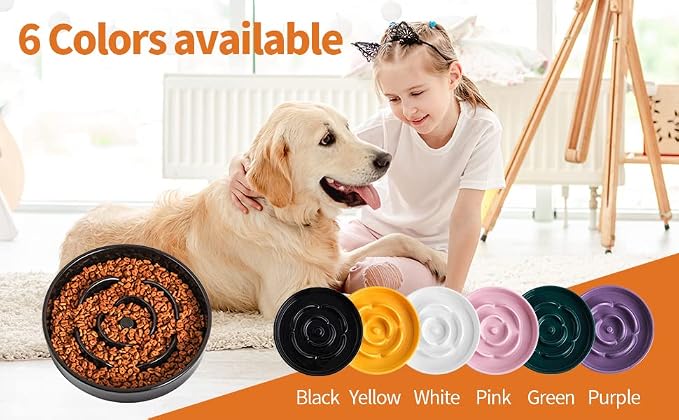 8.66 in Black Ceramic Dog Bowl Slow Feeder for Medium and Large Breed Dogs, Anti-Choking and Slowing Down Eating Time, Heavy Weighted Non-Slip Base - Image 7