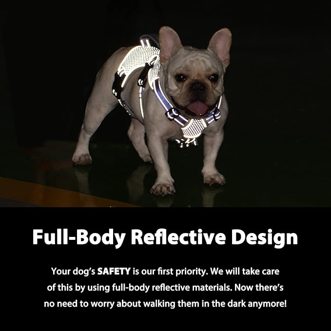 Escape Proof Dog Harness, Dachshund Harness, Reflective Dog Harness with Handle, Durable,Adjustable Vest for Small Medium Large Dogs Walking, Training, and Running Gear (Technicolor Blue,L) - Image 3