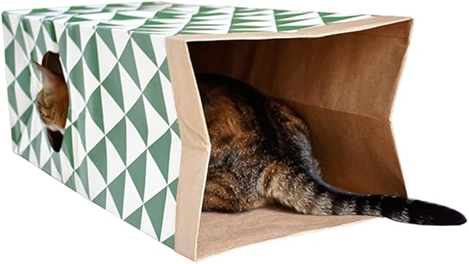 Cat Paper Bag Tunnel Toy Collapsible Tunnel for Rabbits, Kittens, Ferrets, Pet Paper House - Image 6
