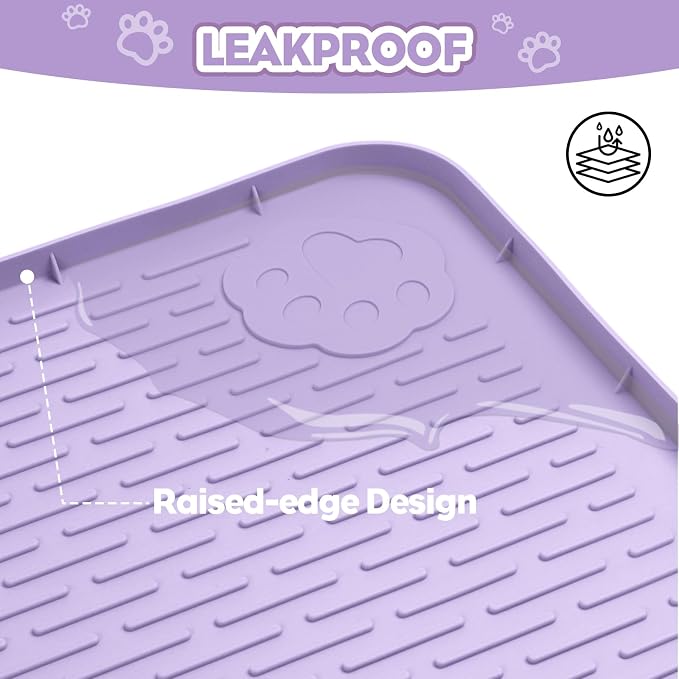 Silicone Cat Litter Mat for Litter Box 34”x22” Large Cat Mat, Purple | Waterproof, Non-Slip, Leak-Proof Rug Mat with Lip, Easy to Clean, Extra Large Litter Catcher Mat for Floor - Image 7