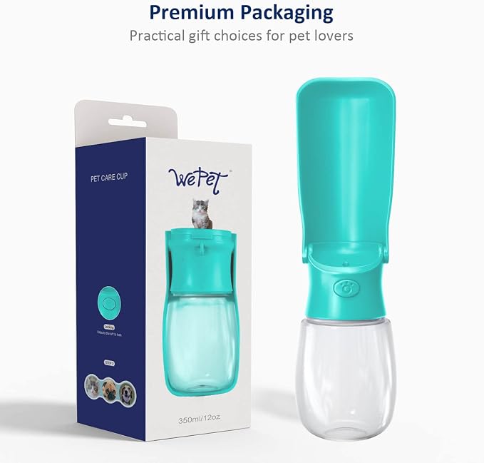 WePet Foldable Portable Dog Water Bottle Puppy Water Dispenser with Drinking Feeder, 12 OZ, High-Temperature Resistant Leak Proof for Pets Outdoor Walking, Hiking, Travel, Food Grade Plastic BPA Free - Image 8