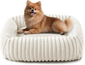 FURTIME Dog Bed for Small Medium Dog, Washable Orthopedic Pet Bed with Removable Cover, Rectangle Soft Calming Sleeping Puppy Bed Durable Pet Cuddler with Anti-Slip Bottom, Cream, M (25"x21"x7") by FURTIME