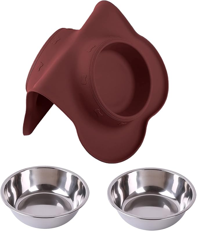 Hubulk Pet Dog Bowls 2 Stainless Steel Dog Bowl with No Spill Non-Skid Silicone Mat + Pet Food Scoop Water and Food Feeder Bowls for Feeding Small Medium Large Dogs Cats Puppies (X- Large, Burgundy) - Image 7
