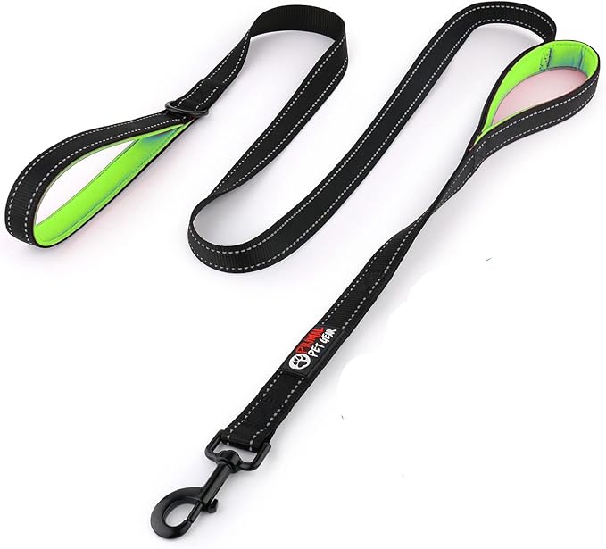 Dog Leash 6ft Long,Traffic Padded Two Handle,Heavy Duty,Reflective Double Handles Lead for Control Safety Training,Leashes for Large Dogs or Medium Dogs,Dual Handles Leads(Black) by PrimalPetGear