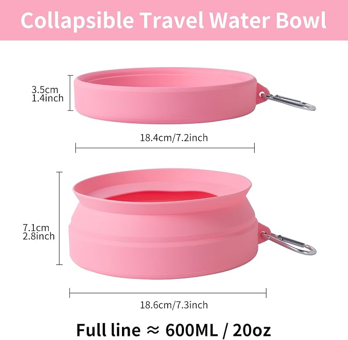 SLSON Spill Proof Dog Water Bowl for Cars,Collapsible No Splash Dog Travel Bowls Integrated Molding Portable Pet Bowl for Road Trip Truck,RV,SUV,Boat Accessories (Pink) - Image 5