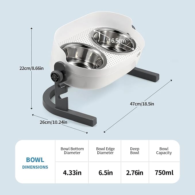All for Paws Elevated Dog Bowls, Stainless Steel Food & Water Bowls, Height Adjustable Raised Cat Feeder Mess Proof Pet Feeding Bowls for Small to Large Size Dogs - Image 6